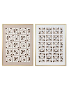Cadre Home ESPRIT Blanc Beige Doré Moderne Urbaine 90 x 3,5 x 120 cm (2 Unités)