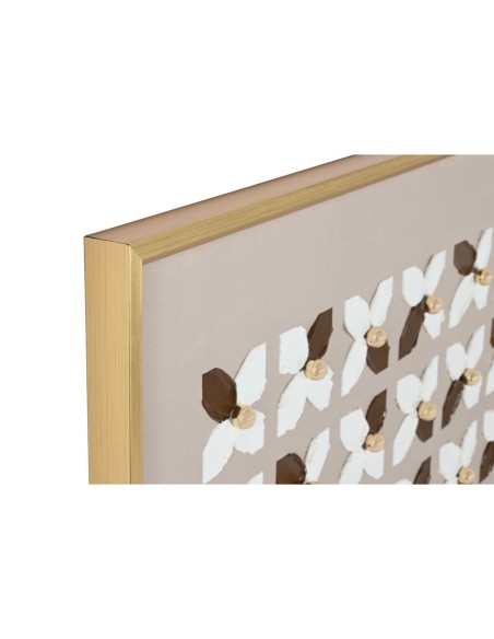 Cadre Home ESPRIT Blanc Beige Doré Moderne Urbaine 90 x 3,5 x 120 cm (2 Unités)