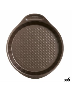 Moule pour four Pyrex Asimetria Rond Noir Plat 27 x 4 cm (6 Unités)