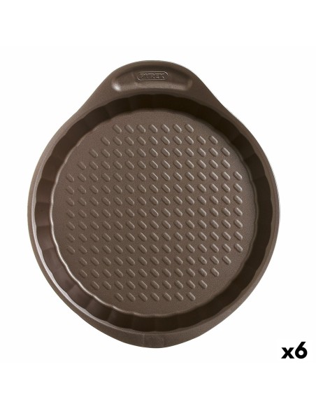 Moule pour four Pyrex Asimetria Rond Noir Plat 27 x 4 cm (6 Unités)