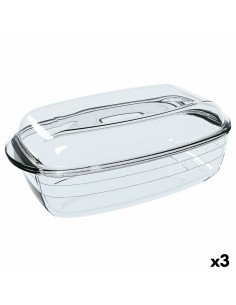 Moule pour four Ô Cuisine Rectangulaire Avec couvercle 37,5 x 22,5 x 10,6 cm Transparent (3 Unités)