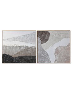 Cadre Home ESPRIT Marron Noir Beige Abstrait 123 x 4,3 x 123 cm (2 Unités)