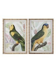 Cadre Home ESPRIT Jaune Vert Perroquet Tropical 50 x 2,5 x 70 cm (2 Unités)