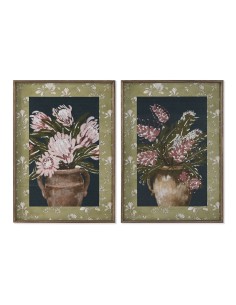 Cadre Home ESPRIT Bleu Vert Rose Shabby Chic Vase 50 x 2,5 x 70 cm (2 Unités)