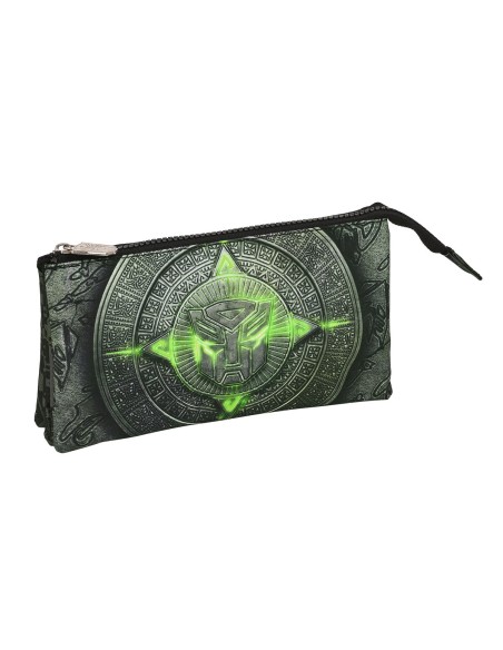 Trousse Fourre-Tout Triple Transformers Noir 22 x 12 x 3 cm