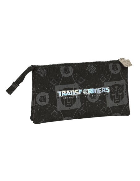 Trousse Fourre-Tout Triple Transformers Noir 22 x 12 x 3 cm