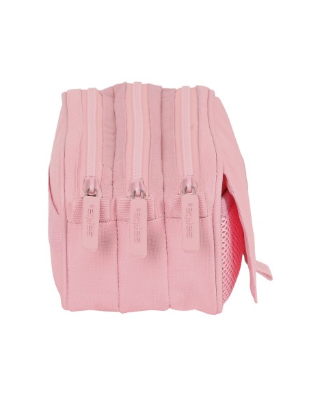 Trousse Fourre-Tout Triple Safta 21,5 x 10 x 8 cm Rose