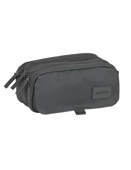 Trousse Fourre-Tout Triple Safta 21,5 x 10 x 8 cm Gris