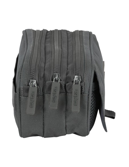 Trousse Fourre-Tout Triple Safta 21,5 x 10 x 8 cm Gris