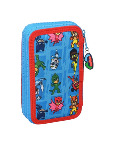 Plumier double PJ Masks Bleu 12.5 x 19.5 x 4 cm (28 Pièces)