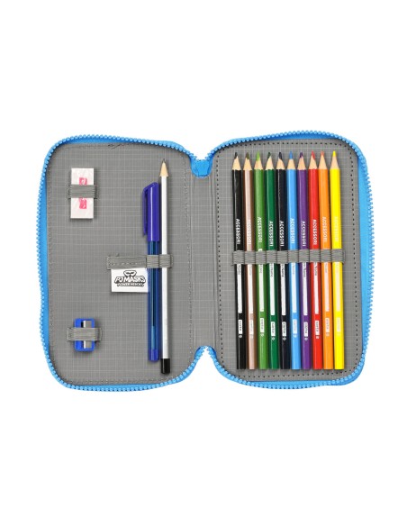 Plumier double PJ Masks Bleu 12.5 x 19.5 x 4 cm (28 Pièces)