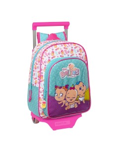 Cartable à roulettes The Bellies 26 x 34 x 11 cm Violet Turquoise Blanc