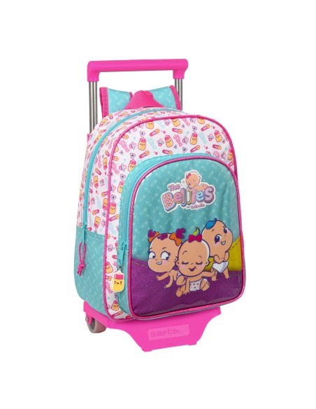 Cartable à roulettes The Bellies 26 x 34 x 11 cm Violet Turquoise Blanc