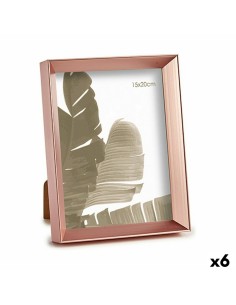 Cadre photo 17,3 x 3,3 x 22,3 cm Rose Cuivre Plastique verre (6 Unités)