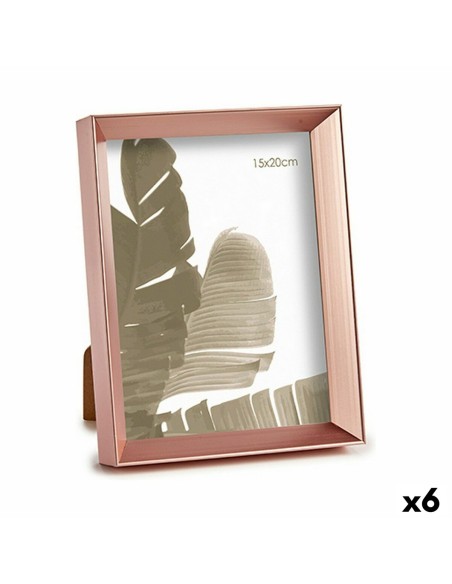 Cadre photo 17,3 x 3,3 x 22,3 cm Rose Cuivre Plastique verre (6 Unités)