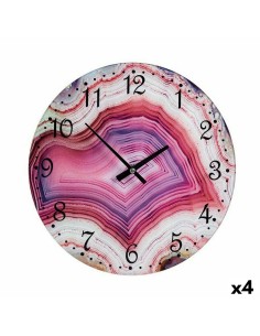 Horloge Murale Marbre Rose Verre 30 x 4 x 30 cm (4 Unités)