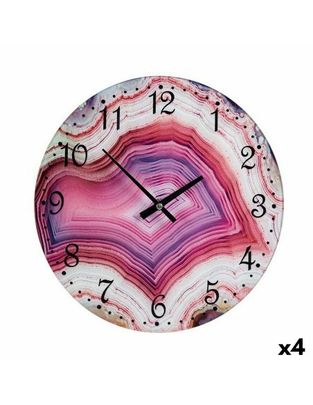 Horloge Murale Marbre Rose Verre 30 x 4 x 30 cm (4 Unités)