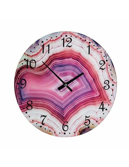 Horloge Murale Marbre Rose Verre 30 x 4 x 30 cm (4 Unités)