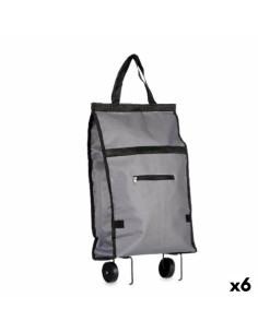 Panier à Courses Pliable Avec des roues 32 x 15 x 63 cm Gris (6 Unités)
