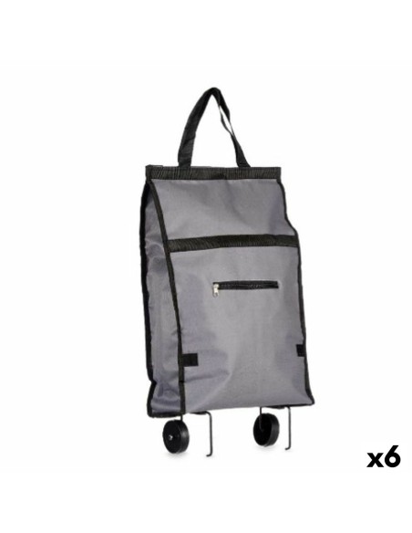 Panier à Courses Pliable Avec des roues 32 x 15 x 63 cm Gris (6 Unités)