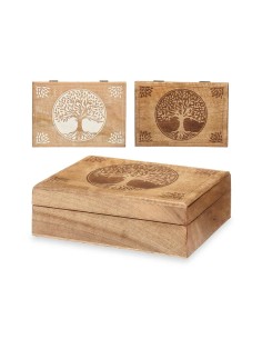 Boîte Décorative Bois de manguier 25,5 x 8 x 17,4 cm (6 Unités) Arbre de vie 2