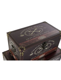 Set de boîtes décoratives Home ESPRIT Multicouleur Bois Toile 2