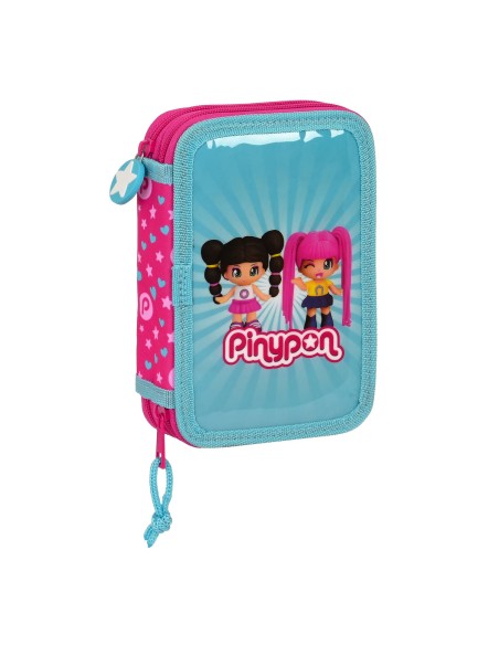 Plumier double Pinypon Bleu Rose 12.5 x 19.5 x 4 cm (28 Pièces)
