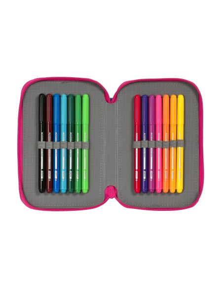 Plumier double Pinypon Bleu Rose 12.5 x 19.5 x 4 cm (28 Pièces)