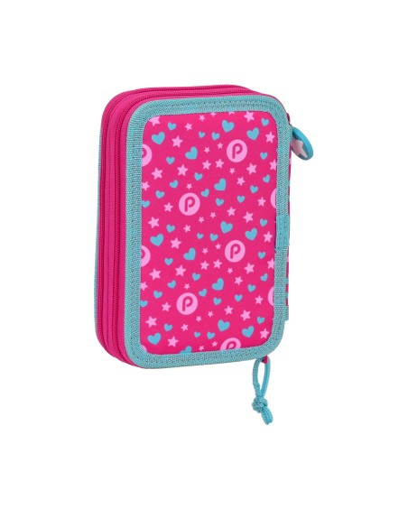 Plumier double Pinypon Bleu Rose 12.5 x 19.5 x 4 cm (28 Pièces)