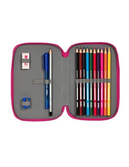 Plumier double Pinypon Bleu Rose 12.5 x 19.5 x 4 cm (28 Pièces)