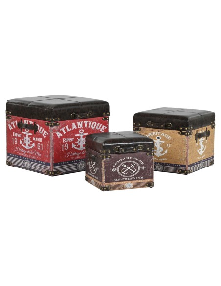 Set de boîtes décoratives Home ESPRIT Marron Multicouleur Polyuréthane Bois Vintage