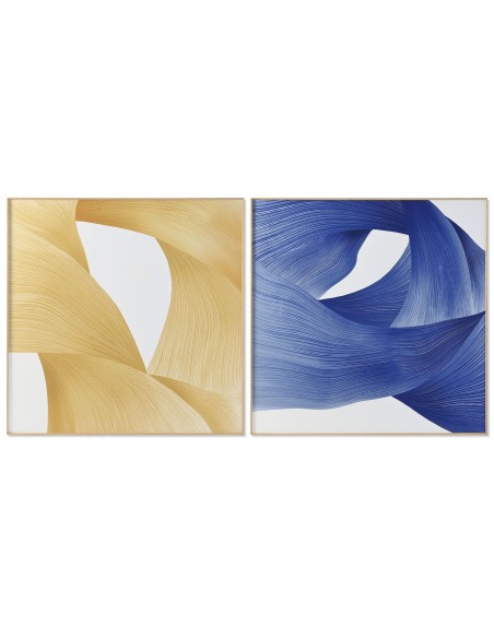 Cadre Home ESPRIT Jaune Bleu Moderne 120 x 3,5 x 120 cm (2 Unités)