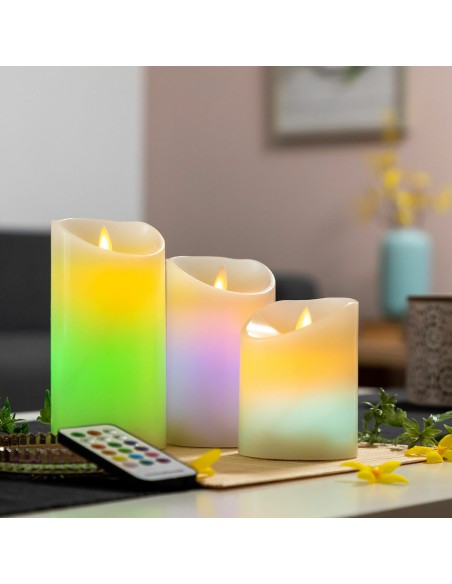 Bougies LED Multicolores Effet Flamme avec Télécommande Lendles InnovaGoods 3 Unités