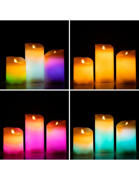 Bougies LED Multicolores Effet Flamme avec Télécommande Lendles InnovaGoods 3 Unités