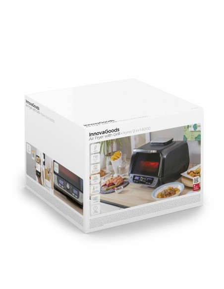 Friteuse à Air avec Gril, Accessoires et Livre de Recettes InnovaGoods Fryinn 12-in-1 6000 Noir Acier 3400 W 6 L