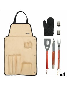Ensemble d'ustensiles pour barbecue Aktive 7 Pièces Barbecue Acier inoxydable 42 x 67 x 3 cm (4 Unités)