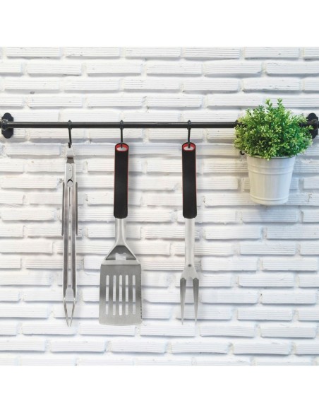 Ensemble d'ustensiles pour barbecue Aktive 3 Pièces Barbecue Acier inoxydable 9 x 41 x 5 cm (4 Unités)