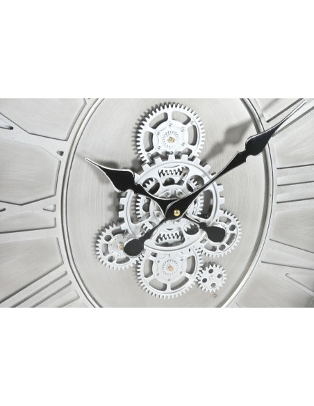 Horloge Murale Home ESPRIT Argenté Naturel Métal Verre Bois de pin 50 x 8 x 68 cm