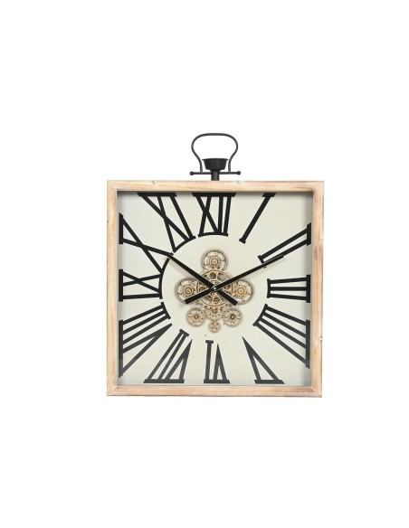 Horloge Murale Home ESPRIT Blanc Naturel Métal Bois de pin 60 x 8,5 x 73 cm