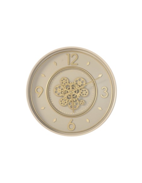 Horloge Murale Home ESPRIT Beige Doré Verre Fer 55,5 x 8,5 x 55,5 cm