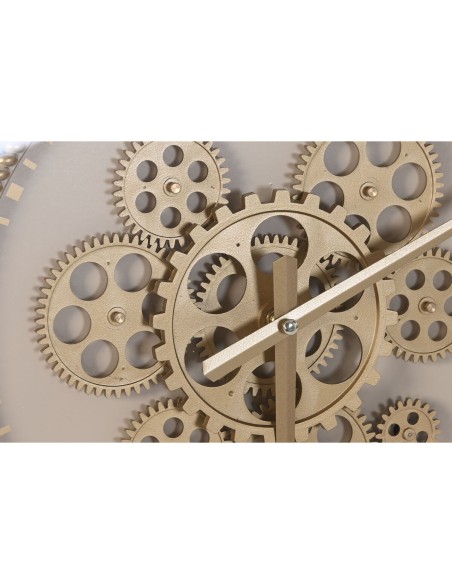 Horloge Murale Home ESPRIT Beige Doré Verre Fer 55,5 x 8,5 x 55,5 cm