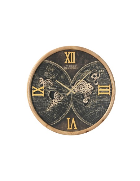 Horloge Murale Home ESPRIT Noir Doré Verre Fer Vintage 62 x 8,5 x 62 cm