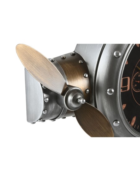 Horloge Murale Home ESPRIT Doré Argenté Métal Avion Vintage 50 x 10,5 x 49,5 cm