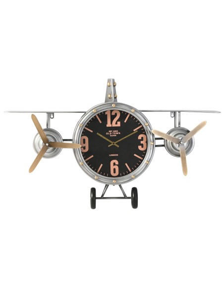 Horloge Murale Home ESPRIT Doré Argenté Métal Avion Vintage 87 x 17 x 52,5 cm