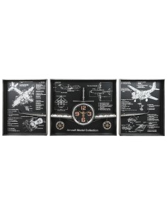 Horloge Murale Home ESPRIT Doré Argenté Métal Avion Vintage 175 x 21 x 64 cm