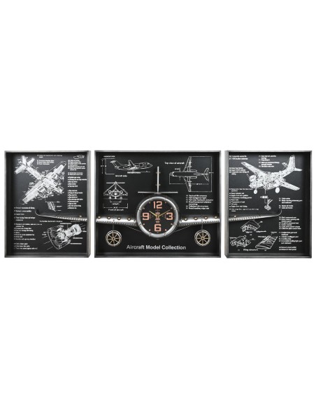 Horloge Murale Home ESPRIT Doré Argenté Métal Avion Vintage 175 x 21 x 64 cm