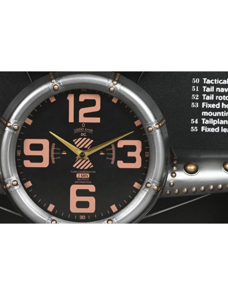 Horloge Murale Home ESPRIT Doré Argenté Métal Avion Vintage 175 x 21 x 64 cm