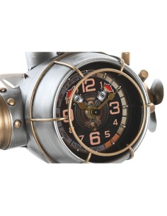 Horloge de table Home ESPRIT Doré Argenté Avion Vintage 2
