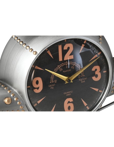 Horloge Murale Home ESPRIT Doré Argenté Métal Avion Vintage 114 x 11 x 40 cm