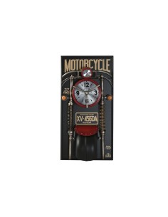 Horloge Murale Home ESPRIT Noir Rouge Doré PVC Métal Moto Vintage 60 x 18 x 120 cm